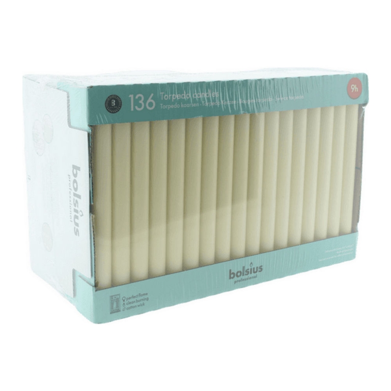 Bolsius - Gouda Torpedo Candles - Ivory - 136 pieces